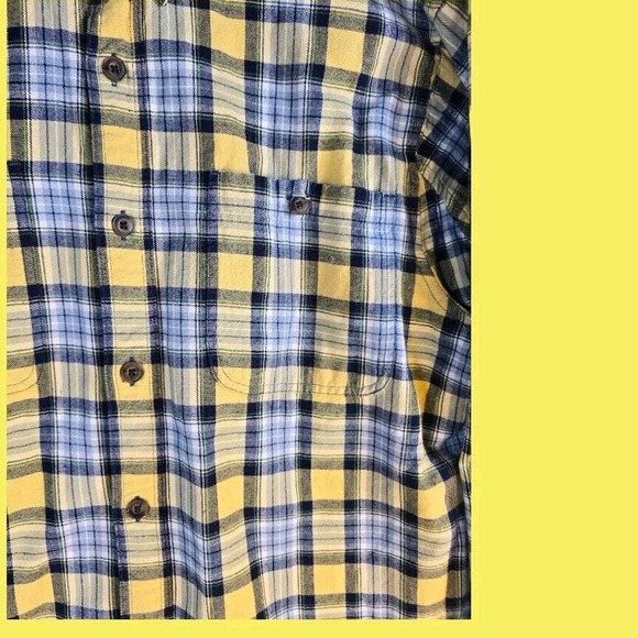 Duluth Trading Co Casual Shirt Men Size L Button Long Sleeve Blue,‎ Yellow. - Picture 7 of 8